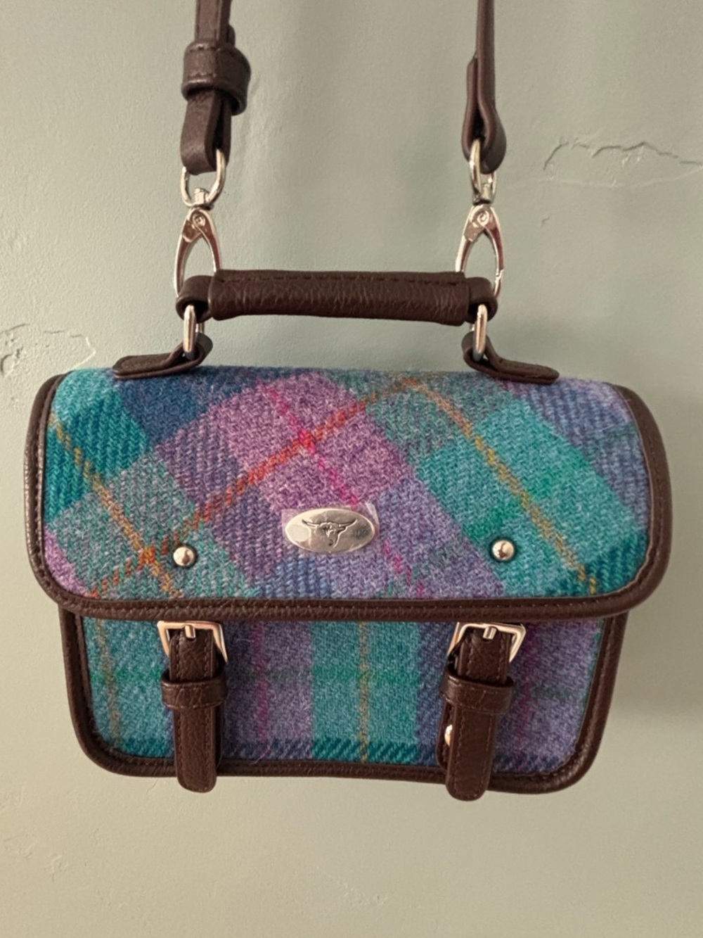 💼 Harris Tweed Bervie Mini Satchel-compact tartan satchel bag - Picture 2 of 8